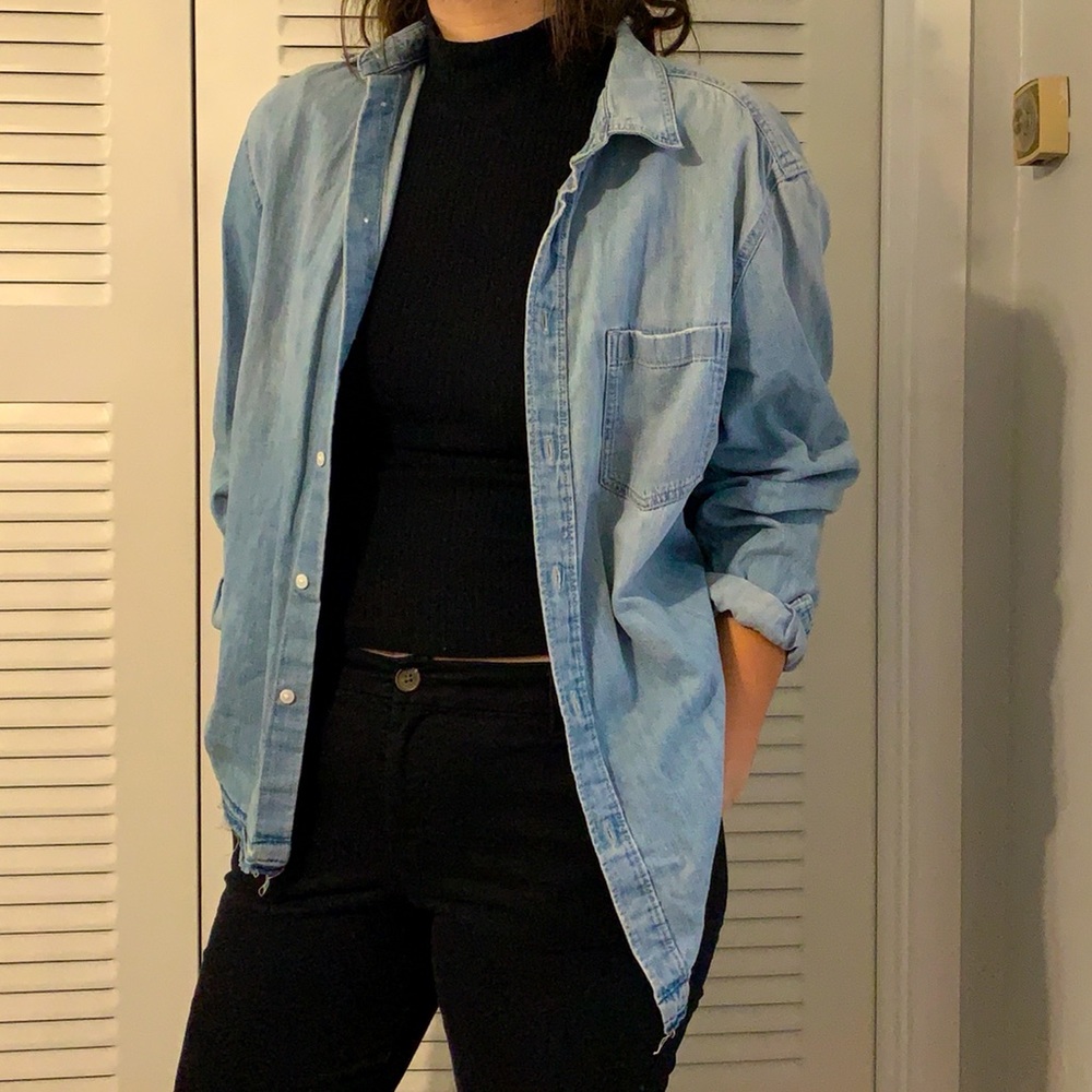 Divided Distressed Denim Shirt L